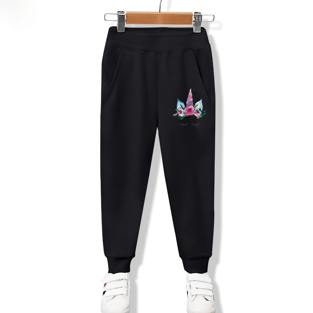Girls Cartoon Print Sweatpants with Elastic Waistband - SF3694