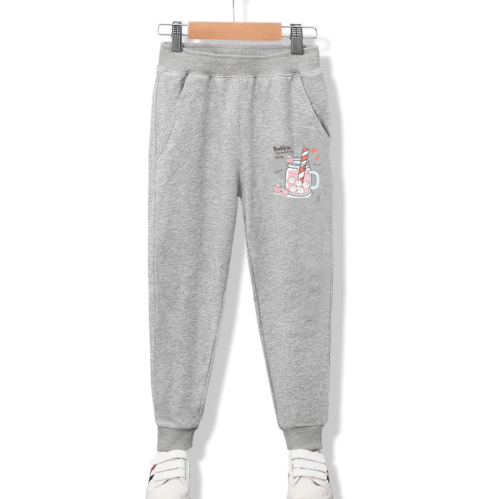 Girls Cartoon Print Sweatpants with Elastic Waistband - SF3694