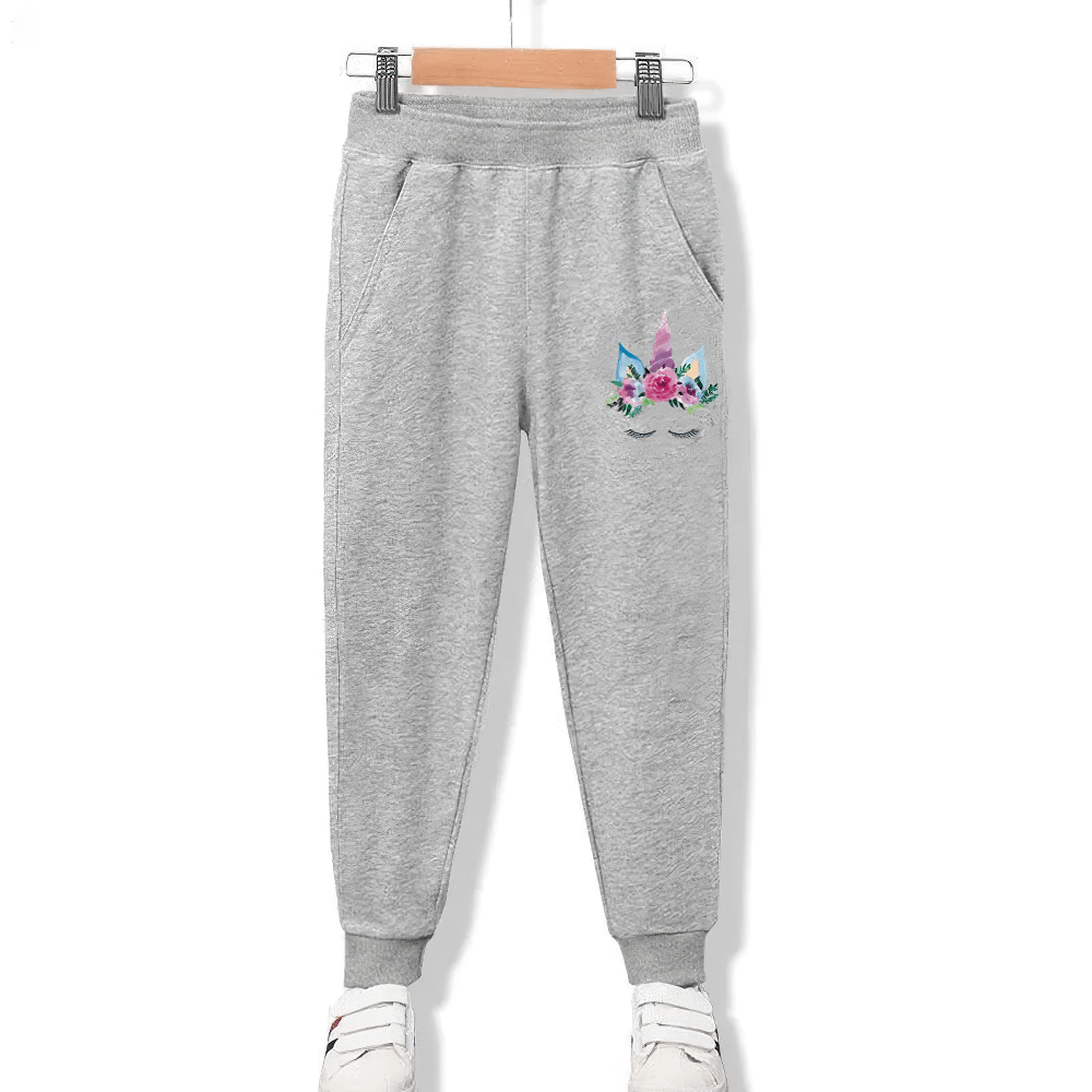 Girls Cartoon Print Sweatpants with Elastic Waistband - SF3694