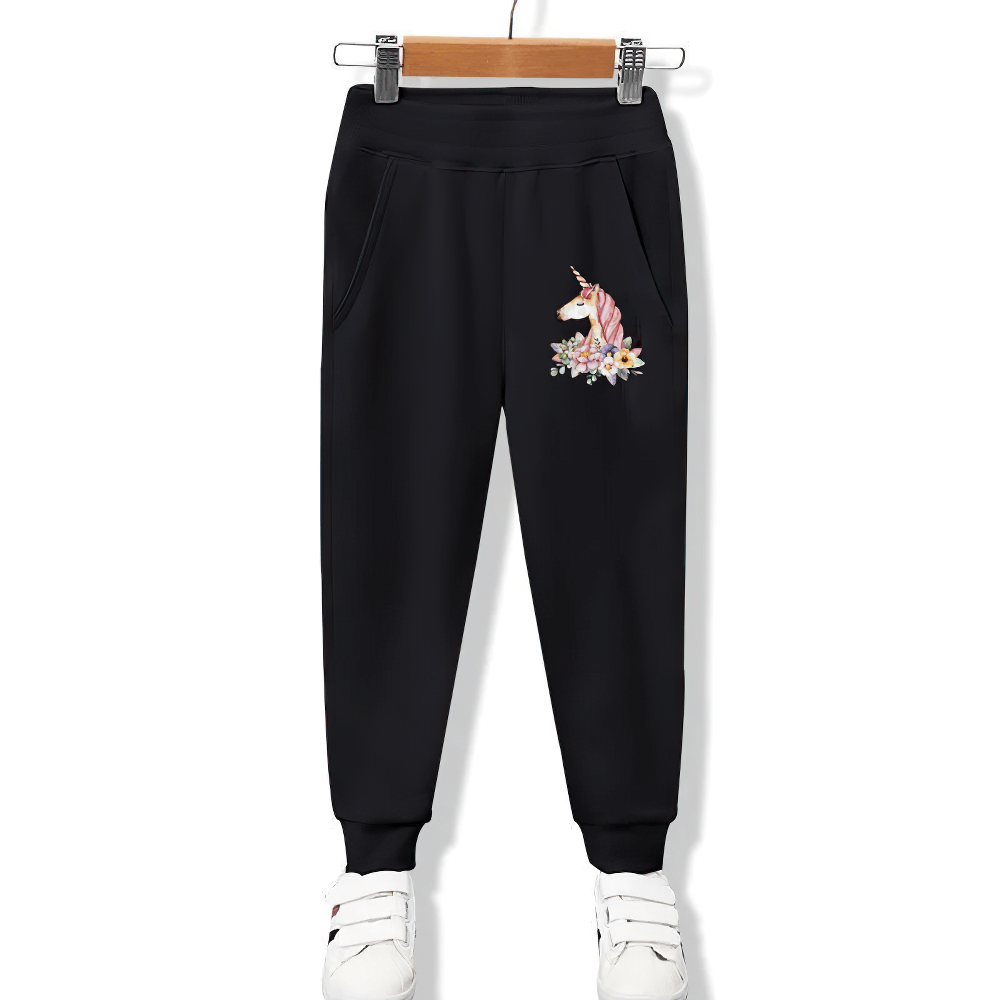 Girls Cartoon Print Sweatpants with Elastic Waistband - SF3694