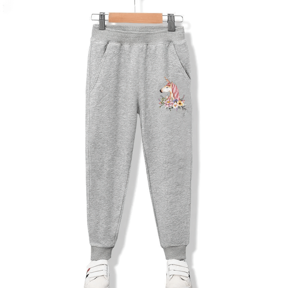 Girls Cartoon Print Sweatpants with Elastic Waistband - SF3694