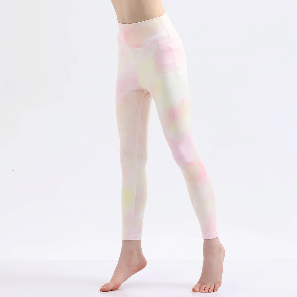 Girls Colorful Yoga Leggings for Active Wear - SF3623 in tie-dye design, ideal for sports with flexible, quick-dry spandex.