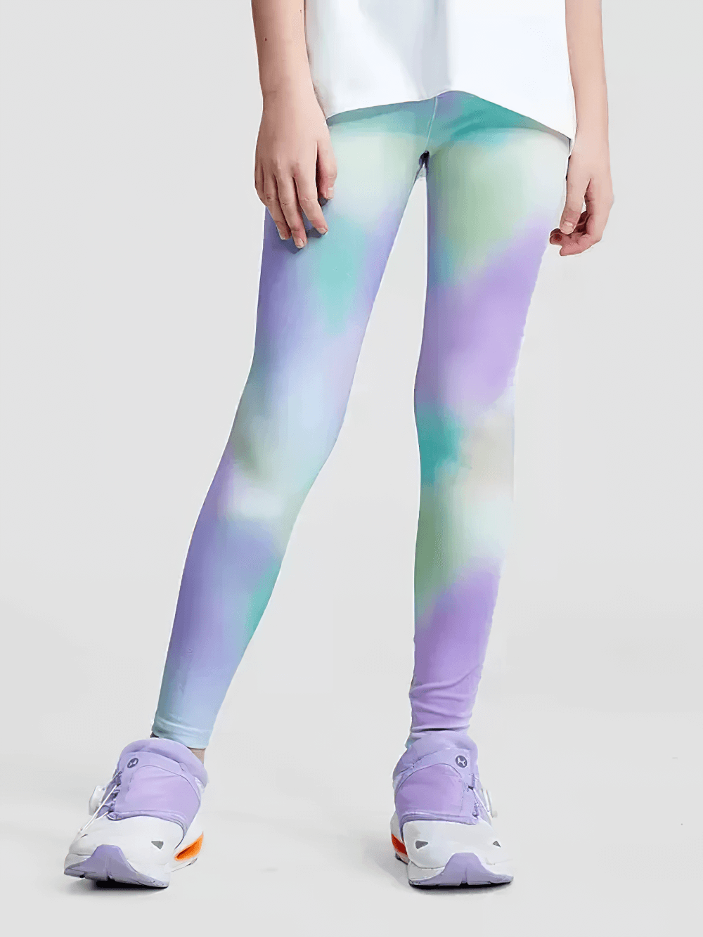 Girls Colorful Yoga Leggings for Active Wear - SF3623 with vibrant tie-dye design offering style and flexibility.