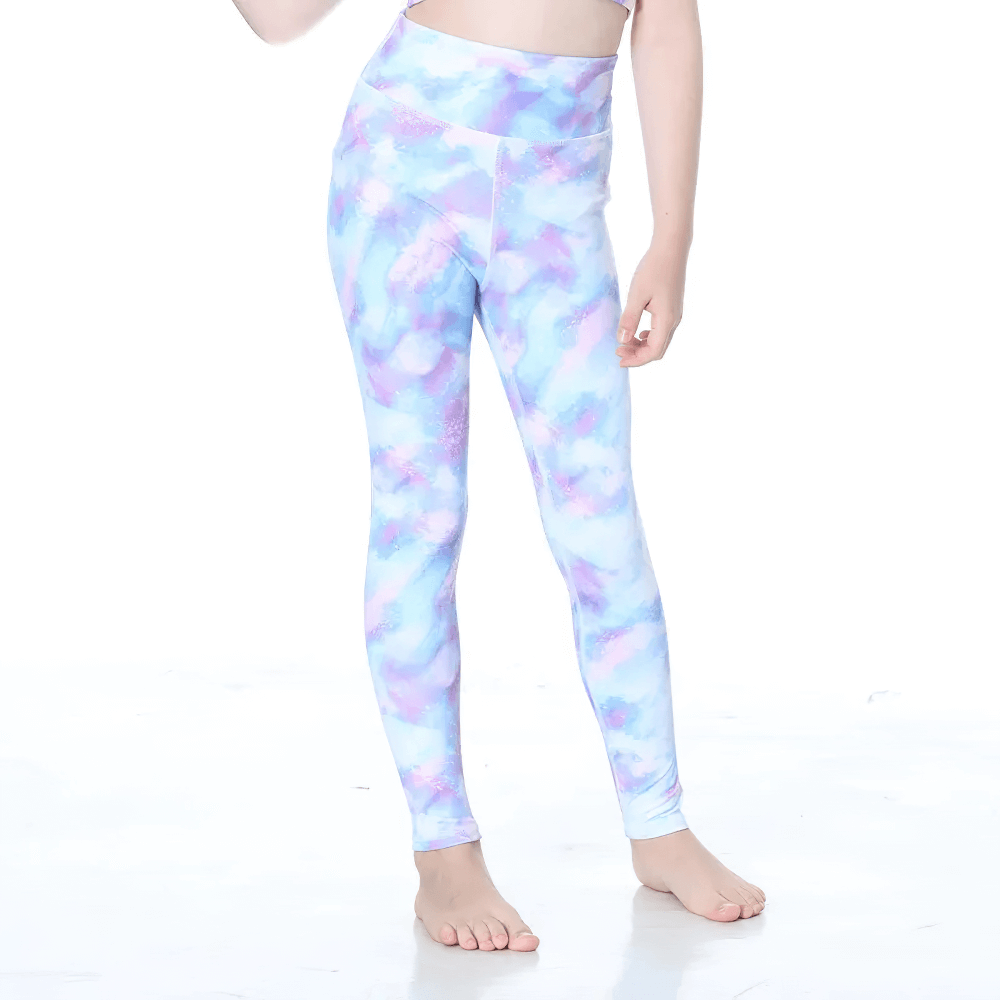 Girls Colorful Yoga Leggings for Active Wear - SF3623 in tie-dye design, showcasing style and flexibility.