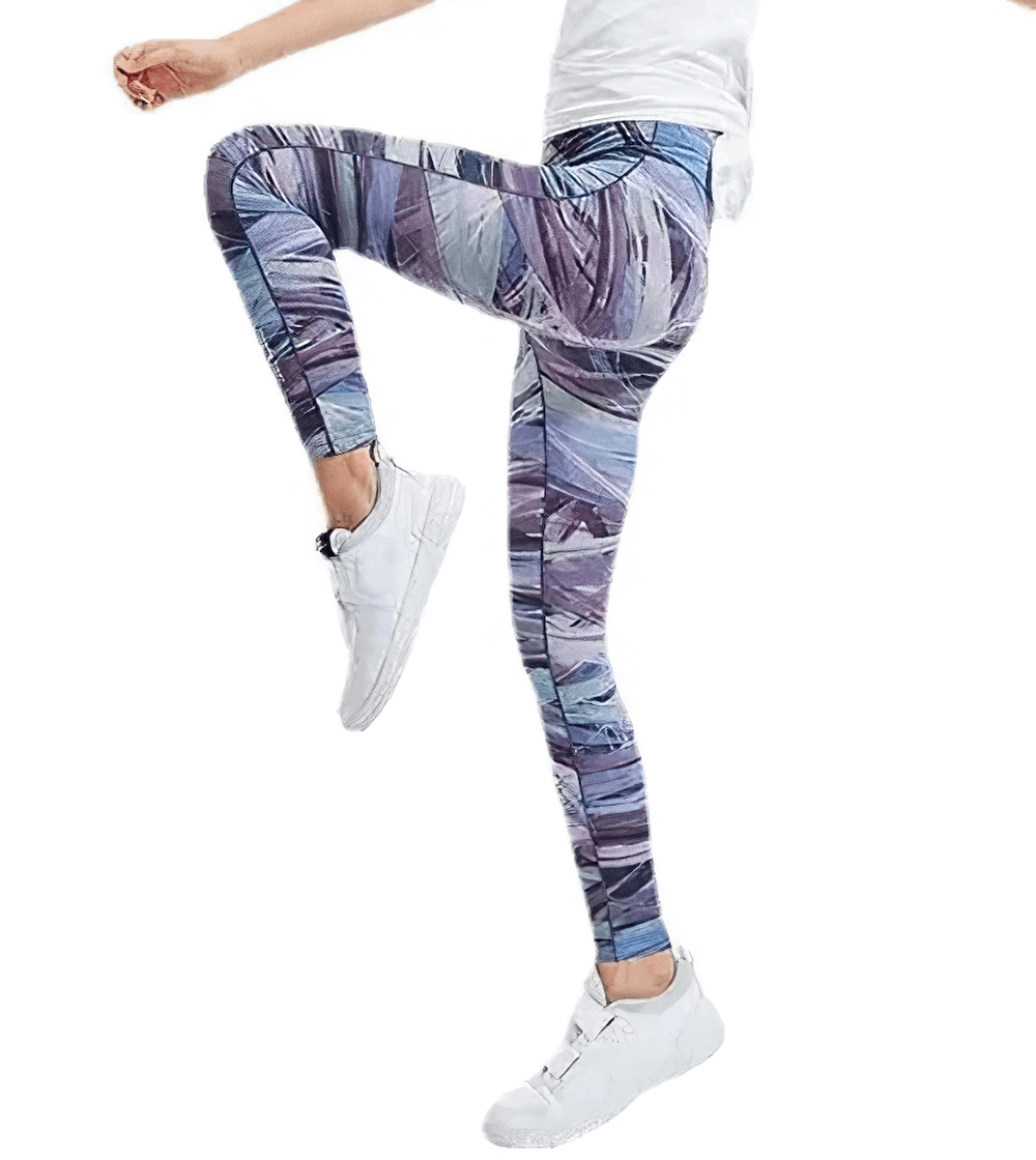 Girls Colorful Yoga Leggings for Active Wear - SF3623 with tie-dye design, perfect for sports and casual activities, featuring an elastic waist.