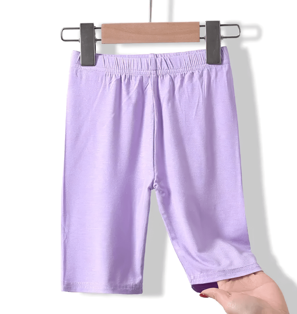 Girls Elastic Sport Capri Shorts for Active Play - SF3877 in light purple, ideal for daily play, training, and dance activities.