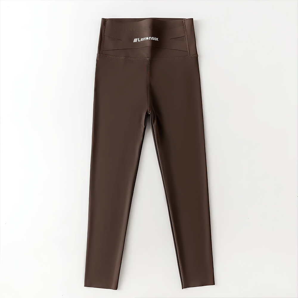 Girls Elastic Stretch Ankle Leggings for Fitness - SF3756, brown leggings for active wear, high elasticity, nylon and spandex blend