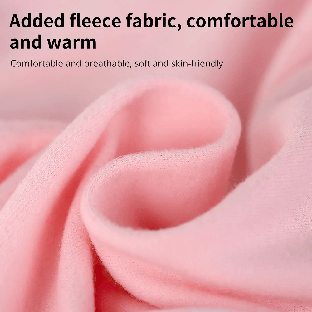 Close-up of soft, pink fleece fabric emphasizing comfort and warmth with focus on texture.