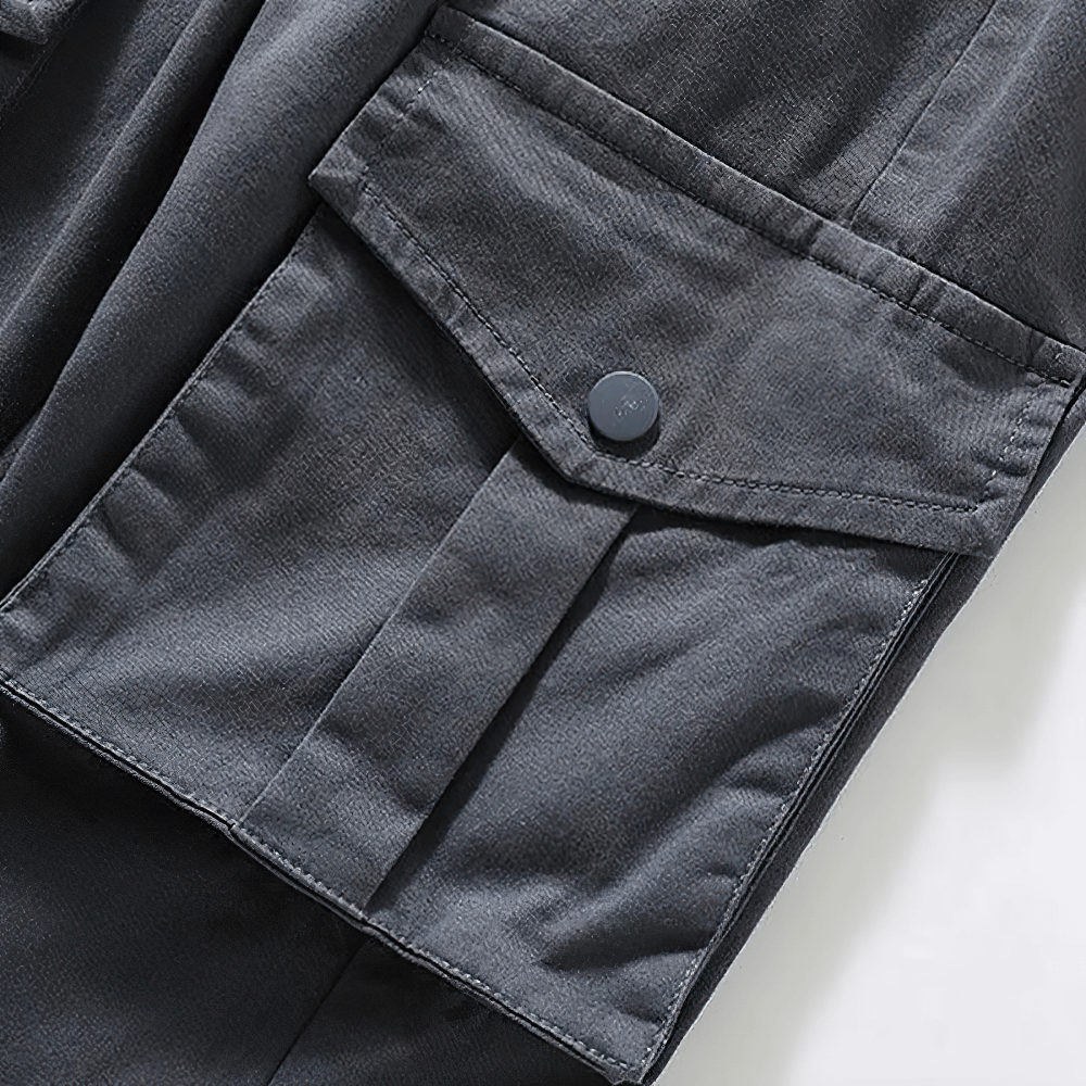 Close-up of Girls Flare Pants with High Waist and Pockets - SF3726 showing cargo flap pockets in dark fabric.