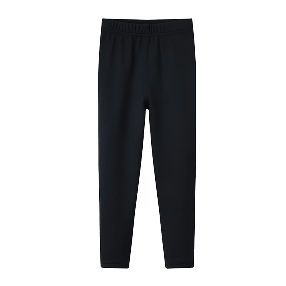 Girls Fleece Leggings for Sports and Casual Wear - SF3660, black fleece-lined leggings for warmth and comfort in sports or casual outfits.