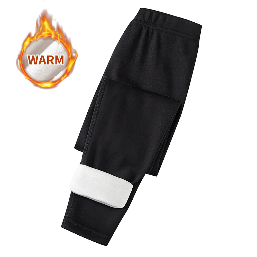 Girls Fleece Leggings for Sports and Casual Wear - SF3660, black leggings with warm fleece lining and elastic waistband