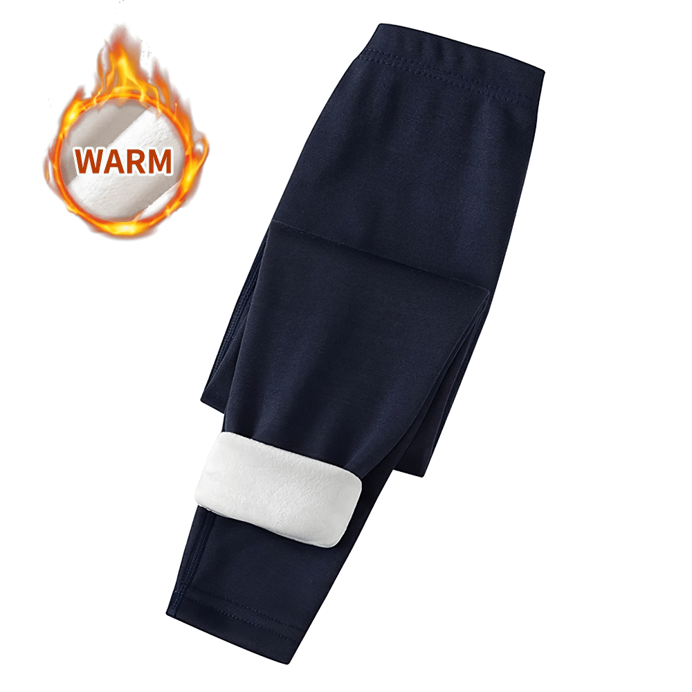 Girls Fleece Leggings for Sports and Casual Wear - SF3660, showing warm fleece lining detail and navy design.