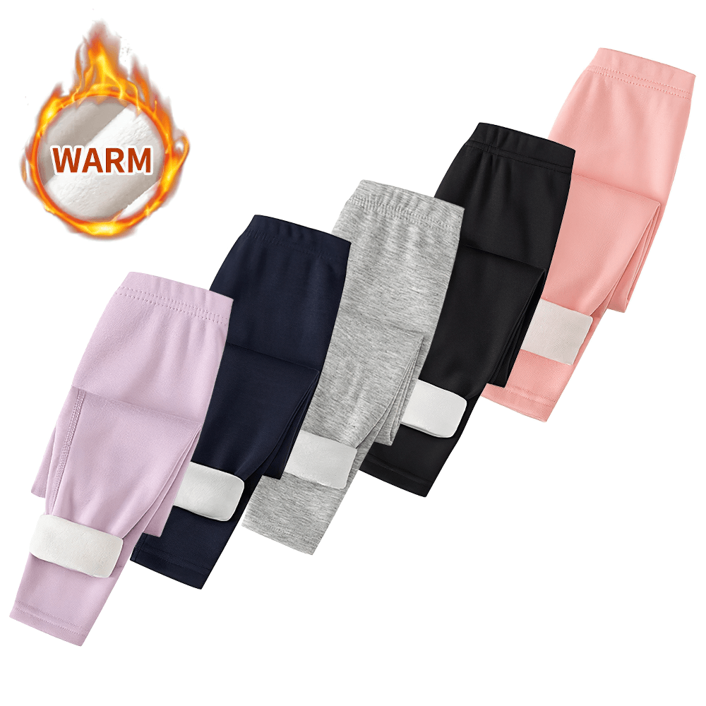 Girls Fleece Leggings for Sports and Casual Wear - SF3660 in multiple colors with warm fleece lining, perfect for winter activities.