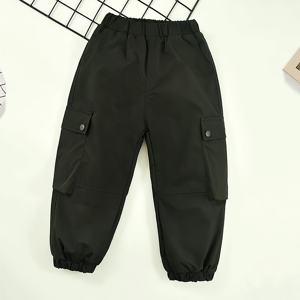 Girls Fleece-Lined Cargo Pants with Pockets - SF3708, featuring windproof and waterproof design, ideal for winter adventures.