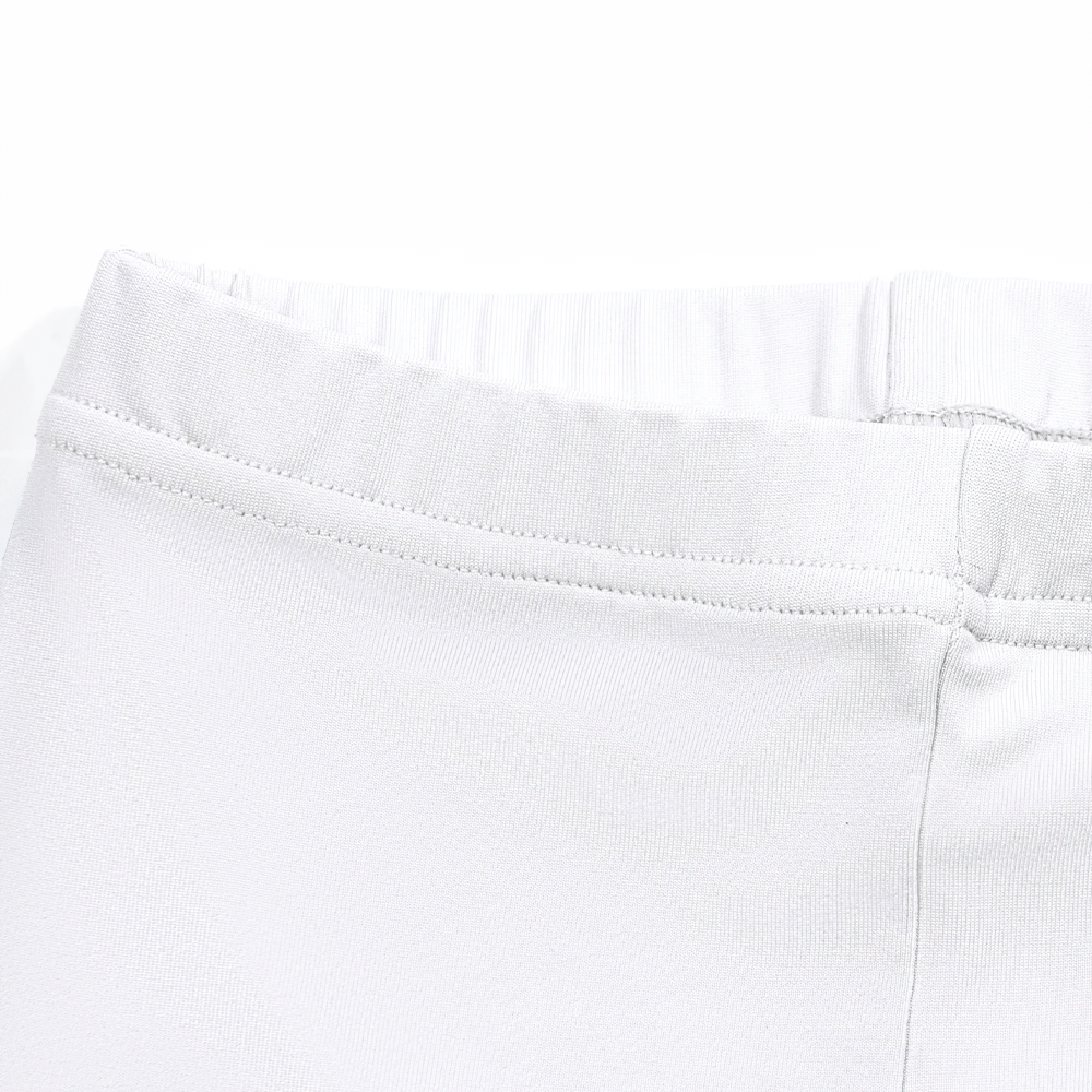 Close-up of Girls Gymnastics Shorts with High Elastic Waistband - SF3750 in white fabric, highlighting stretch and fit.