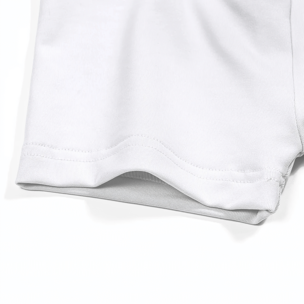 Close-up of white Girls Gymnastics Shorts with High Elastic Waistband - SF3750 showcasing stretch and breathable fabric.