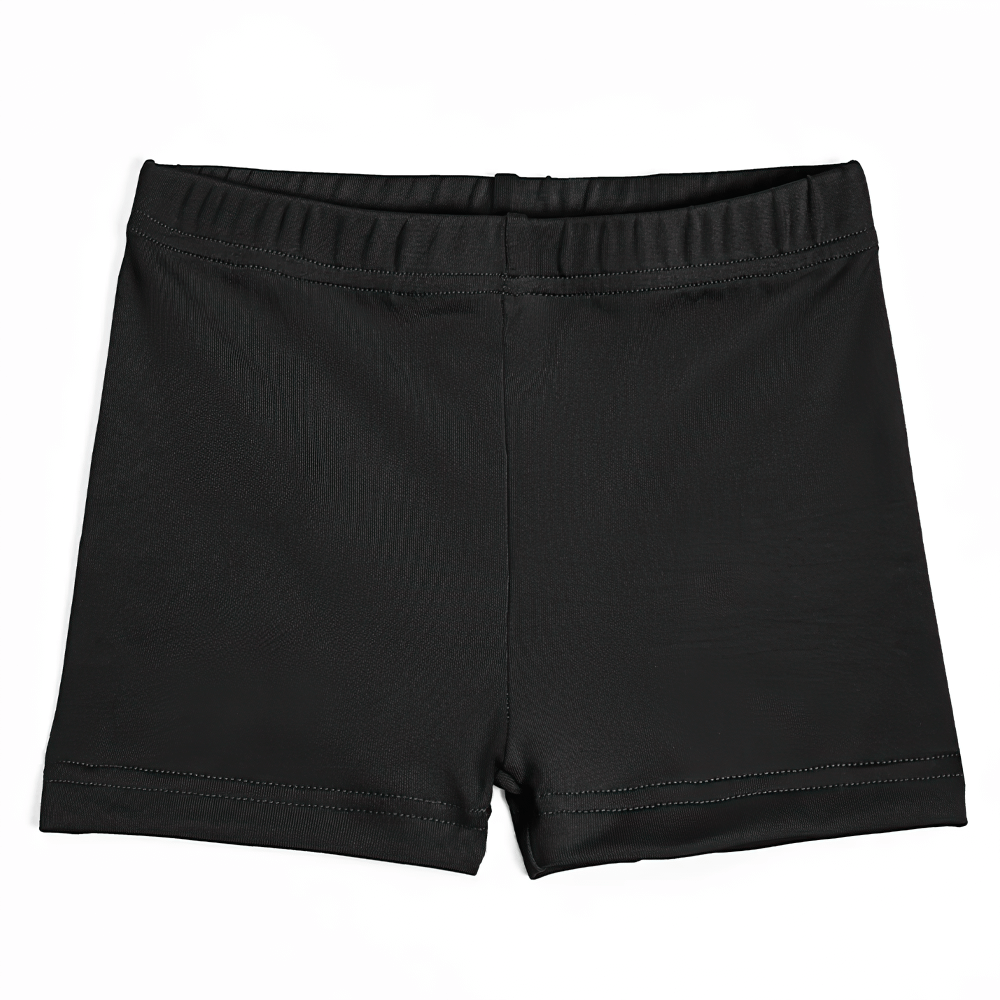 Black Girls Gymnastics Shorts with High Elastic Waistband - SF3750, perfect for dance, sports, and daily activities. Breathable and stretchy.