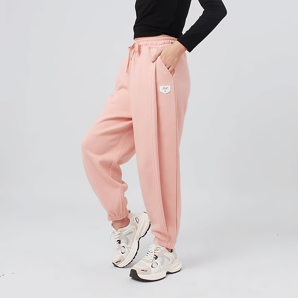 Girl wearing Girls High-Waist Cotton Jogger Pants with Pockets - SF3658 in pink, showcasing comfort and style for casual wear.