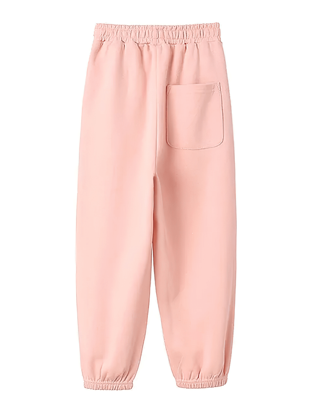 Girls High-Waist Cotton Jogger Pants with Pockets - SF3658 in pink, showcasing elastic waistband and stitched pocket detail.