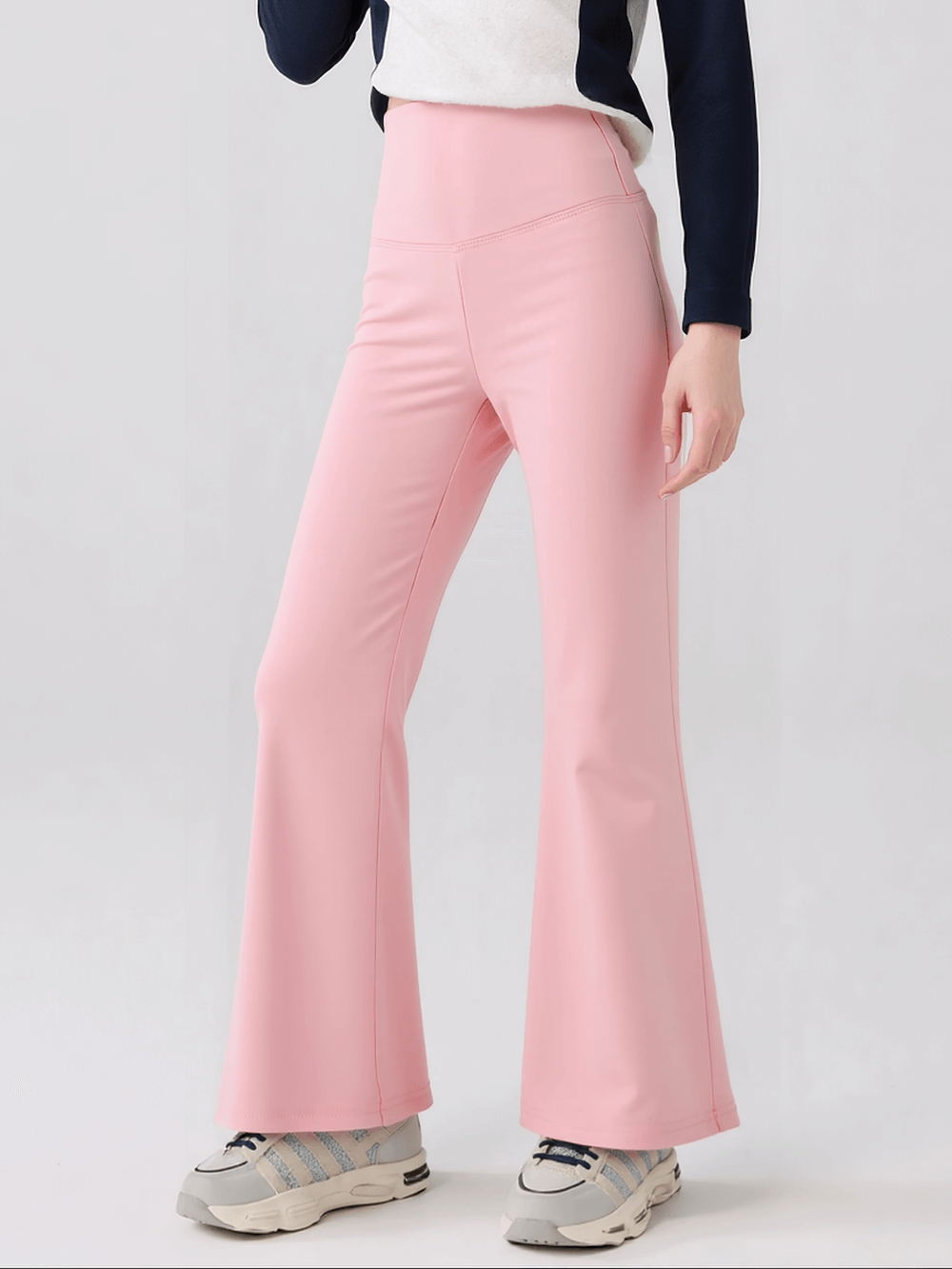 Girls High Waist Flared Leggings for Training - SF3817 in pink, ideal for yoga, dance, and daily sport with a sleek high-rise and flared design.