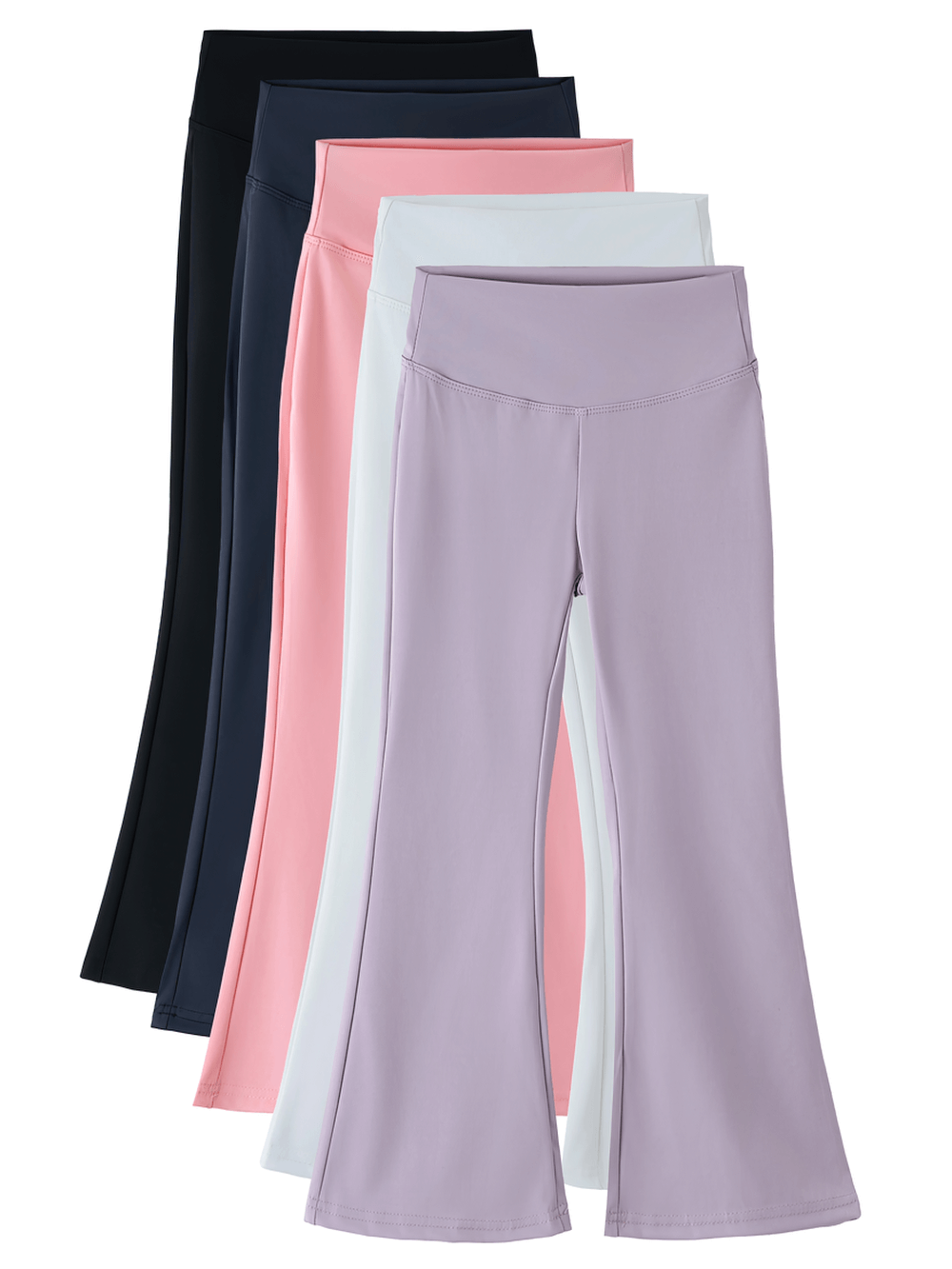 Girls High Waist Flared Leggings for Training - SF3817 in various colors, showing stylish high-rise fit and flexible flared design.