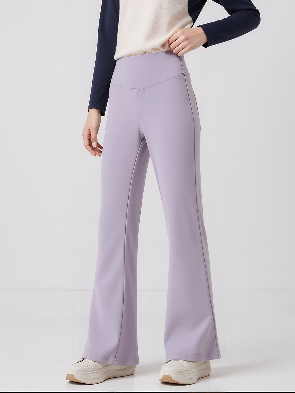 Girls High Waist Flared Leggings for Training - SF3817 in purple, showcasing stylish flared ankle-length design for yoga and sports.