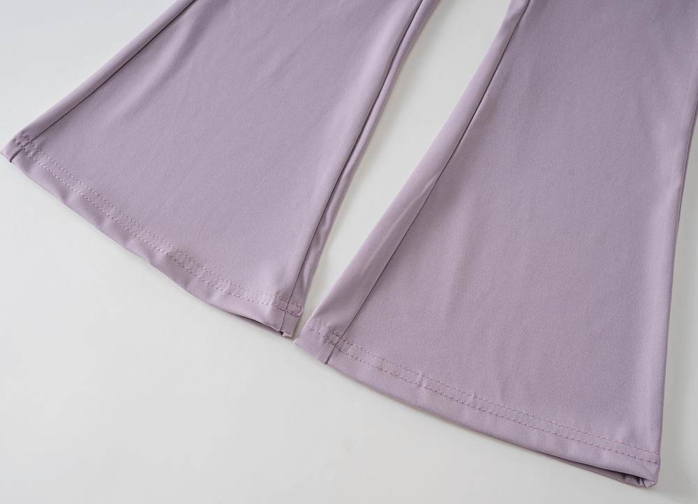 Girls High Waist Flared Leggings for Training - SF3817 in lavender color, featuring sleek high-rise fit and flared ankle-length style.