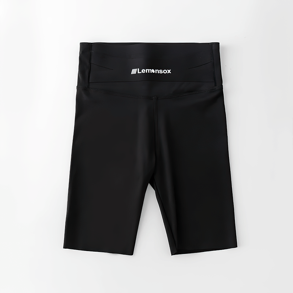 Girls High-Waist Stretch Shorts for Fitness - SF3774, black, lightweight, high-rise, perfect for active kids, medium and large sizes available.