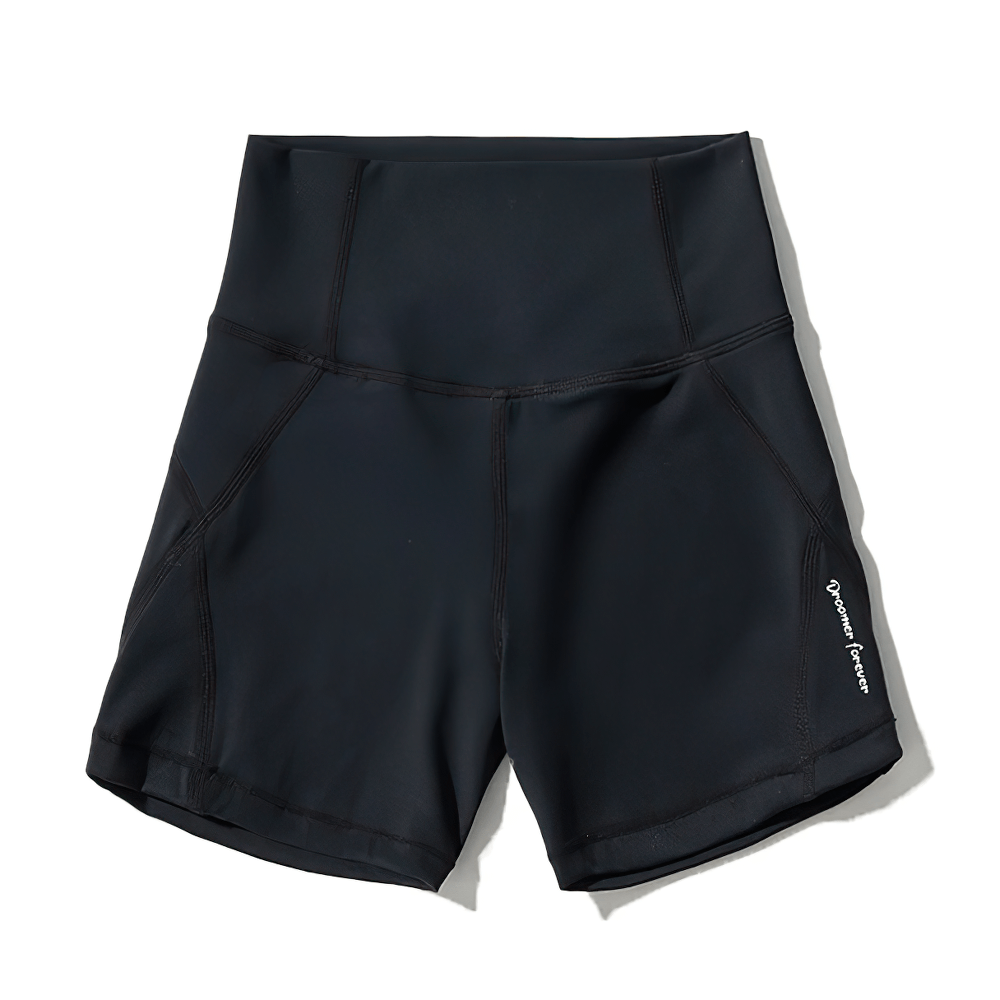 Girls High-Waisted Sport Shorts for Yoga and Running - SF3838 in black, featuring anti-sweat nylon fabric, ideal for gym workouts.