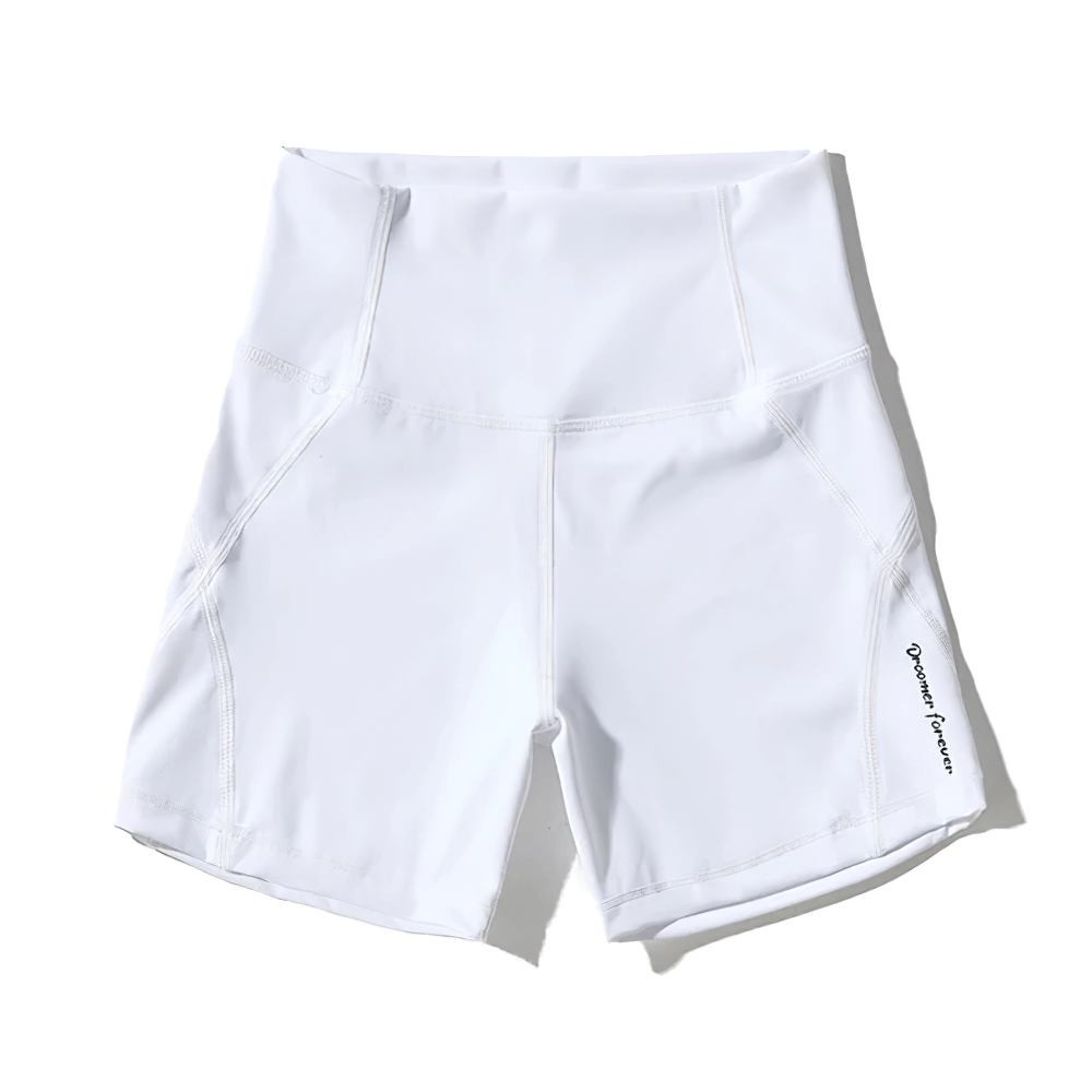 Girls High-Waisted Sport Shorts for Yoga and Running - SF3838, white nylon with anti-sweat technology, perfect for workouts