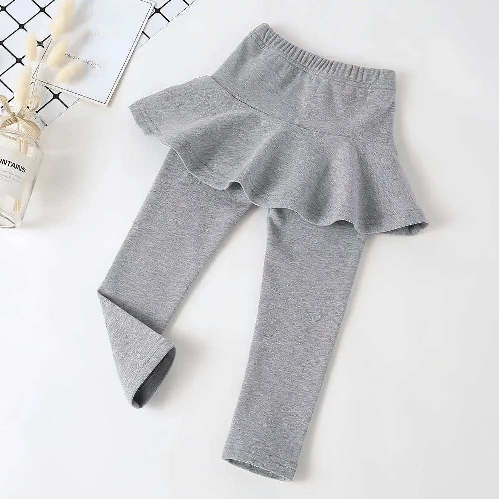 Girls Layered Sport Stretch Leggings with Skirt - SF3855 in gray featuring a flared skirt design perfect for athletic activities.