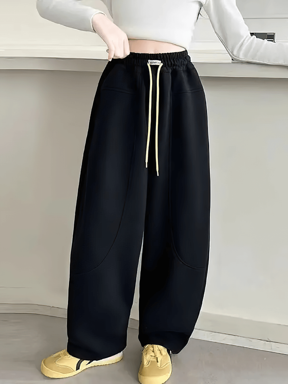 Girls Loose Fit Sporty Pants with Drawstring Waist - SF3709, windproof and breathable design for active kids' comfort and style.