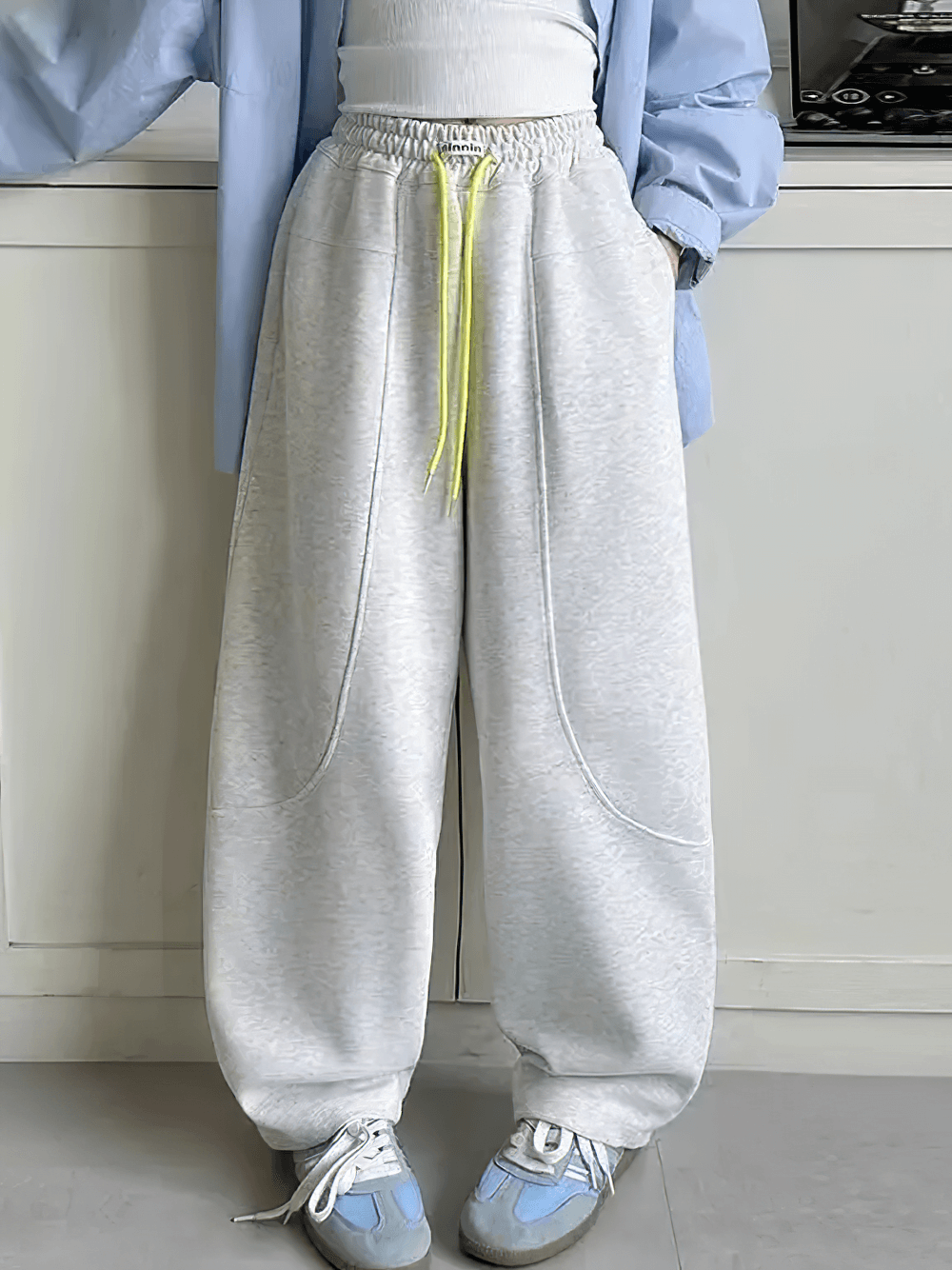 Girls Loose Fit Sporty Pants with Drawstring Waist - SF3709 in action, showcasing comfort and style for active kids.