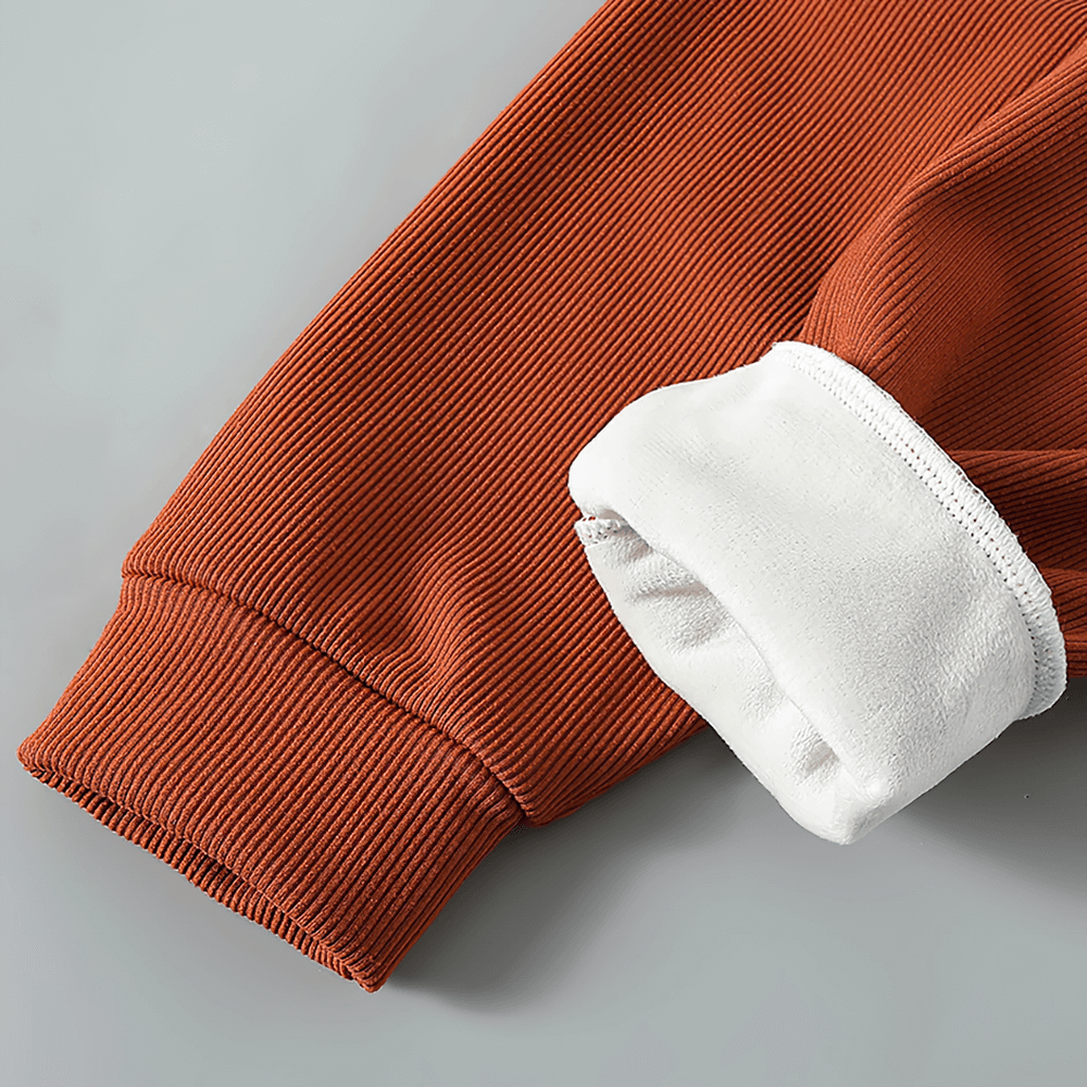 Close-up of Girls Plush Lined Sport Jogger Pants With Bow - SF3875 showing plush lining and rib knit outer in a warm tone.