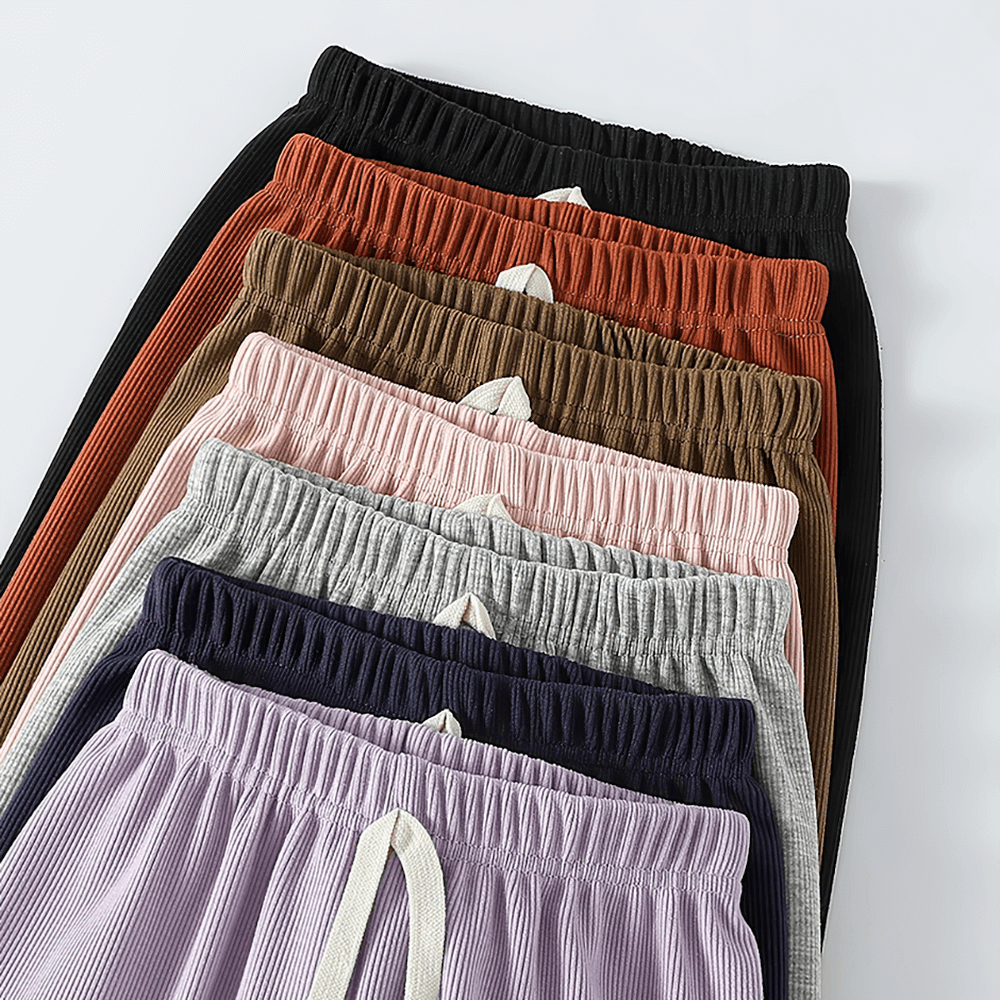 Girls Plush Lined Sport Jogger Pants With Bow - SF3875 in various colors, showing elastic waist and rib knit fabric.