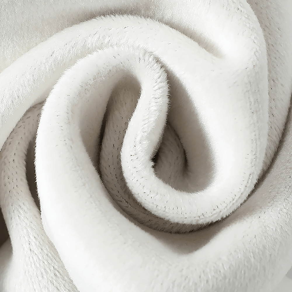 Close-up of soft rib knit outer fabric in white for Girls Plush Lined Sport Jogger Pants With Bow - SF3875, showcasing cozy texture.