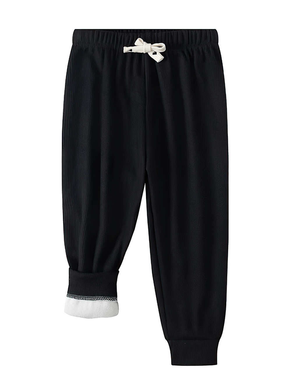 Girls Plush Lined Sport Jogger Pants With Bow - SF3875, thermal ankle-length pants with elastic waist and cute bow detail.