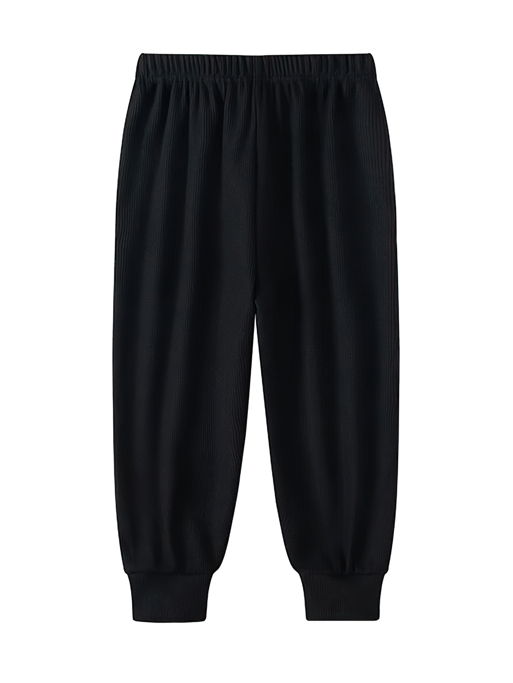 Girls Plush Lined Sport Jogger Pants With Bow - SF3875, black ankle-length, soft rib knit, elastic waist, bow detail.