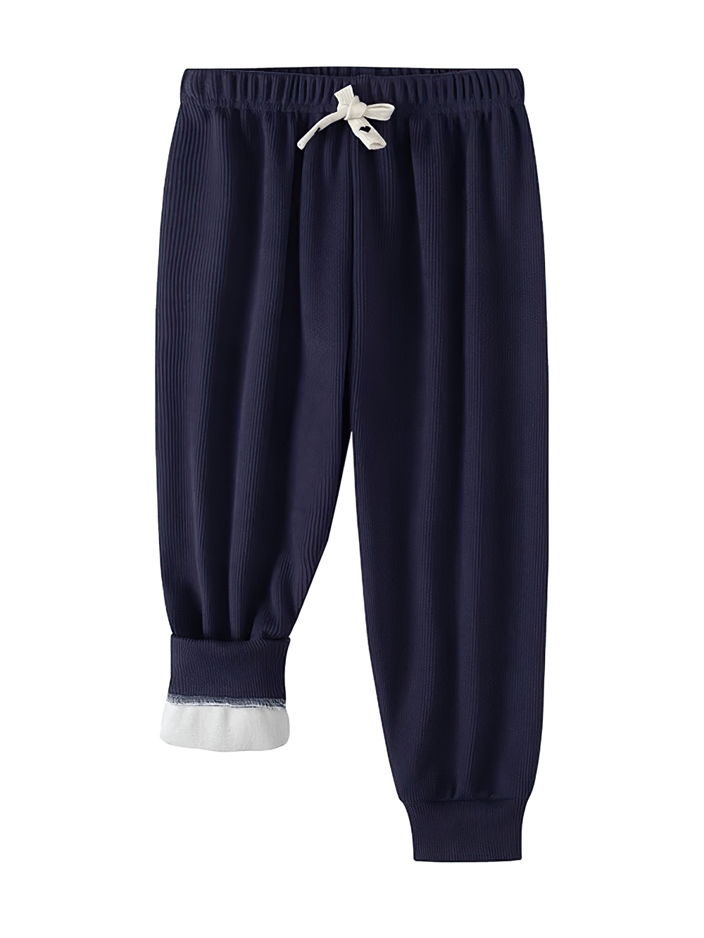 Girls Plush Lined Sport Jogger Pants With Bow - SF3875, navy, with elastic waist and plush lining for warmth, featuring a cute bow.