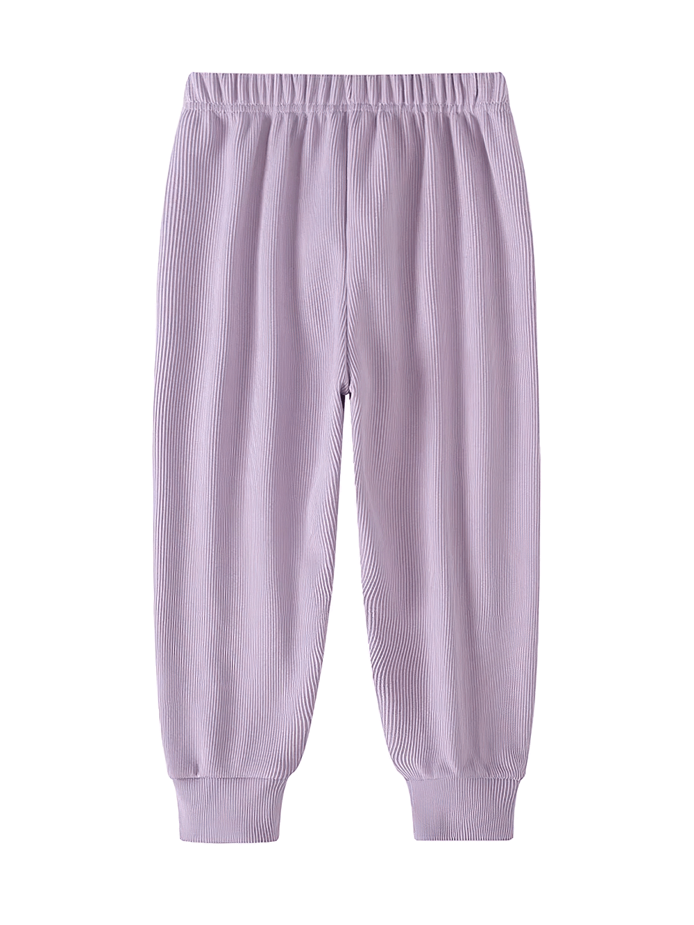 Girls Plush Lined Sport Jogger Pants With Bow - SF3875 in lavender, featuring a rib knit design and elastic waist for comfort and style.