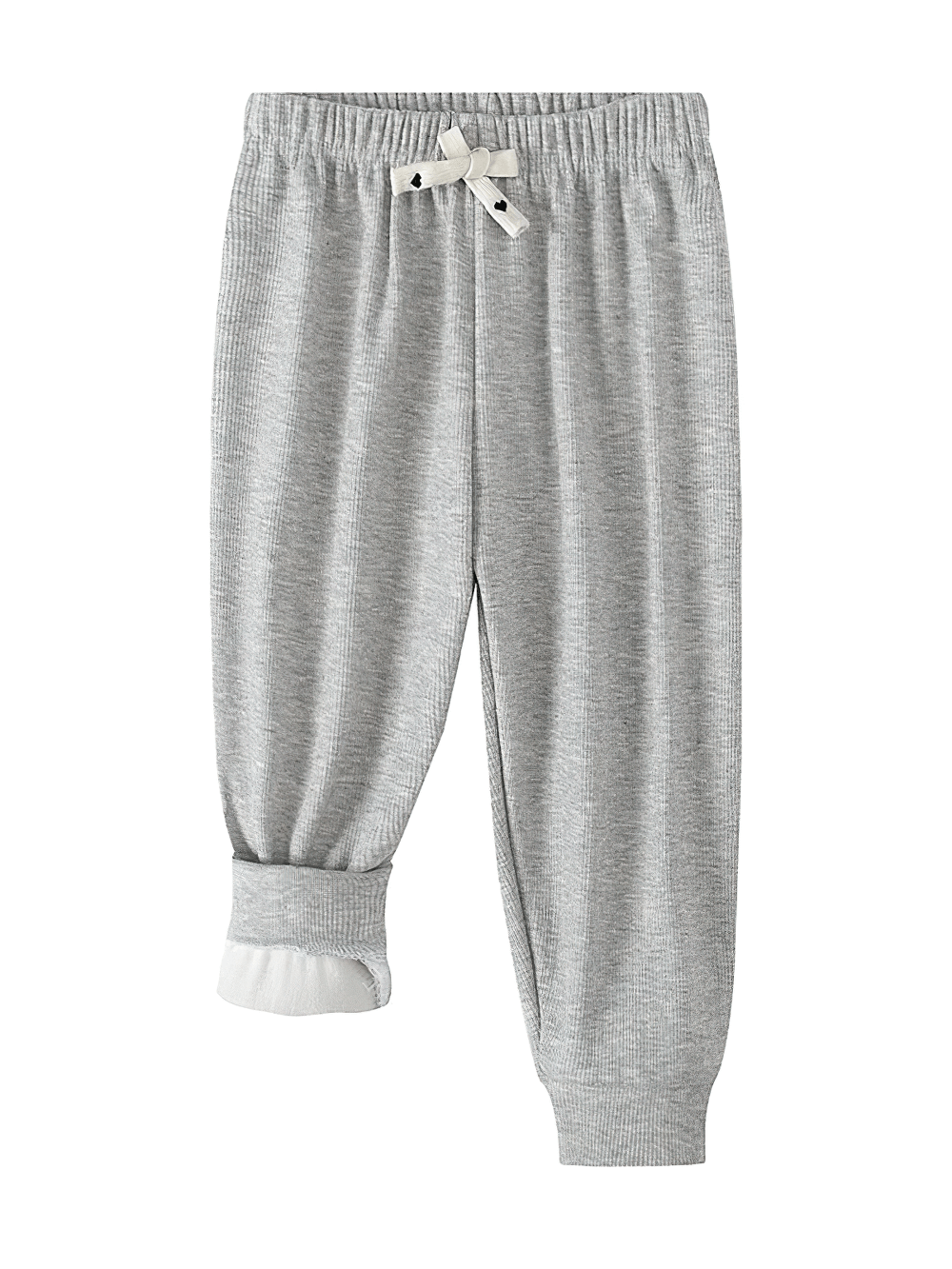 Girls Plush Lined Sport Jogger Pants With Bow - SF3875 in grey with bow detail, ankle-length, elastic waist, plush lining for warmth.