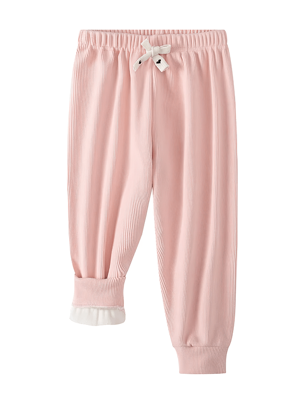 Girls Plush Lined Sport Jogger Pants With Bow - SF3875, pink, elastic waist, ankle-length, bow detail, perfect for play and travel.