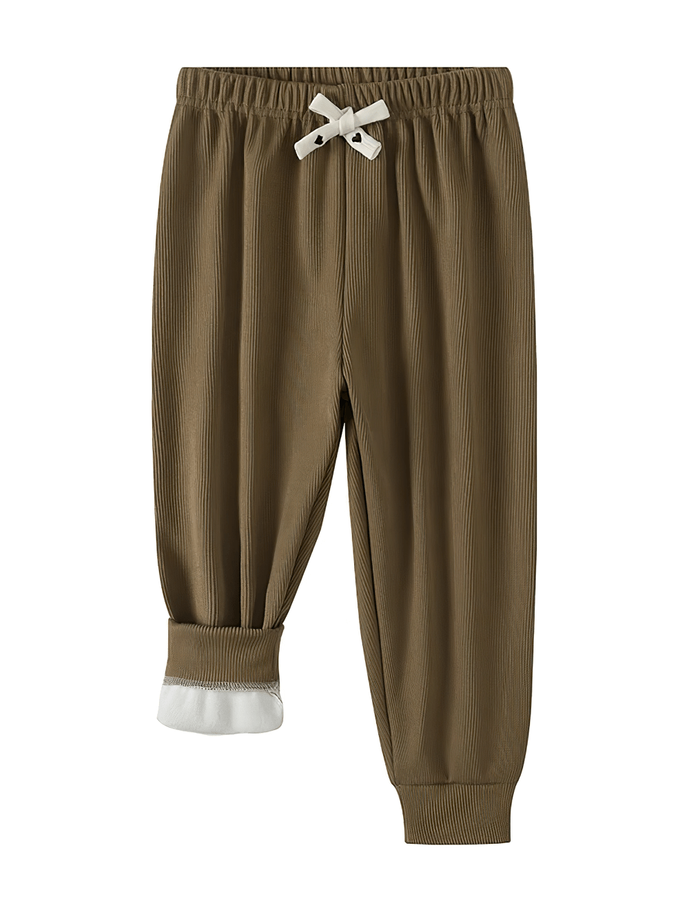 Girls Plush Lined Sport Jogger Pants With Bow - SF3875, thermal ankle-length pants with elastic waist and cozy plush lining for warmth.