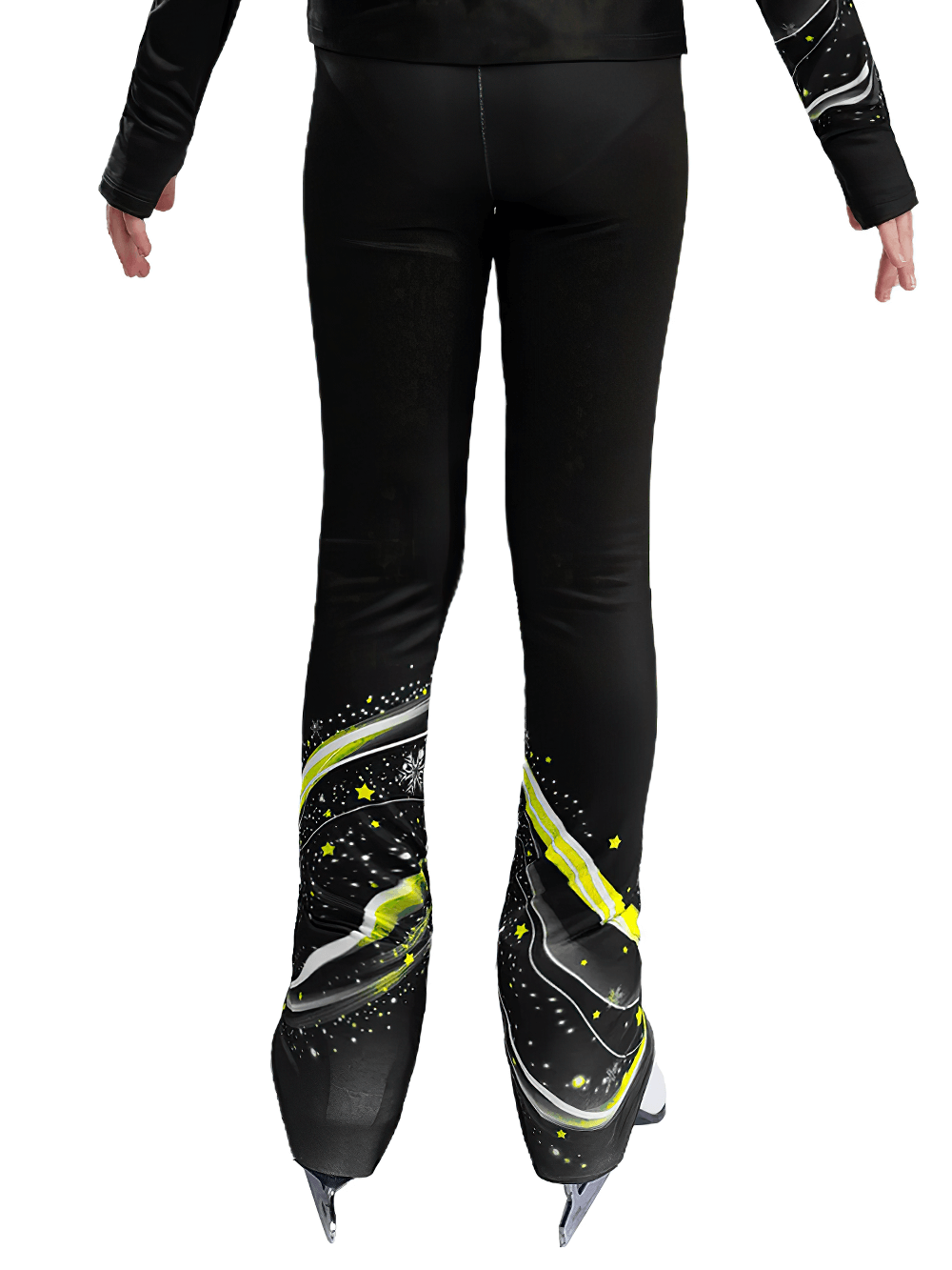 Girls Printed Figure Skating Pants with Stretch Fit - SF3760 featuring vibrant designs for gymnastics and skating.