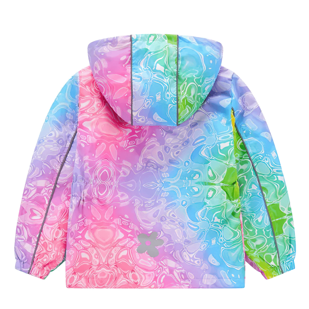 Girls Rainbow Gradient Windproof Hooded Jacket - SF3841 with vibrant colors and stylish design