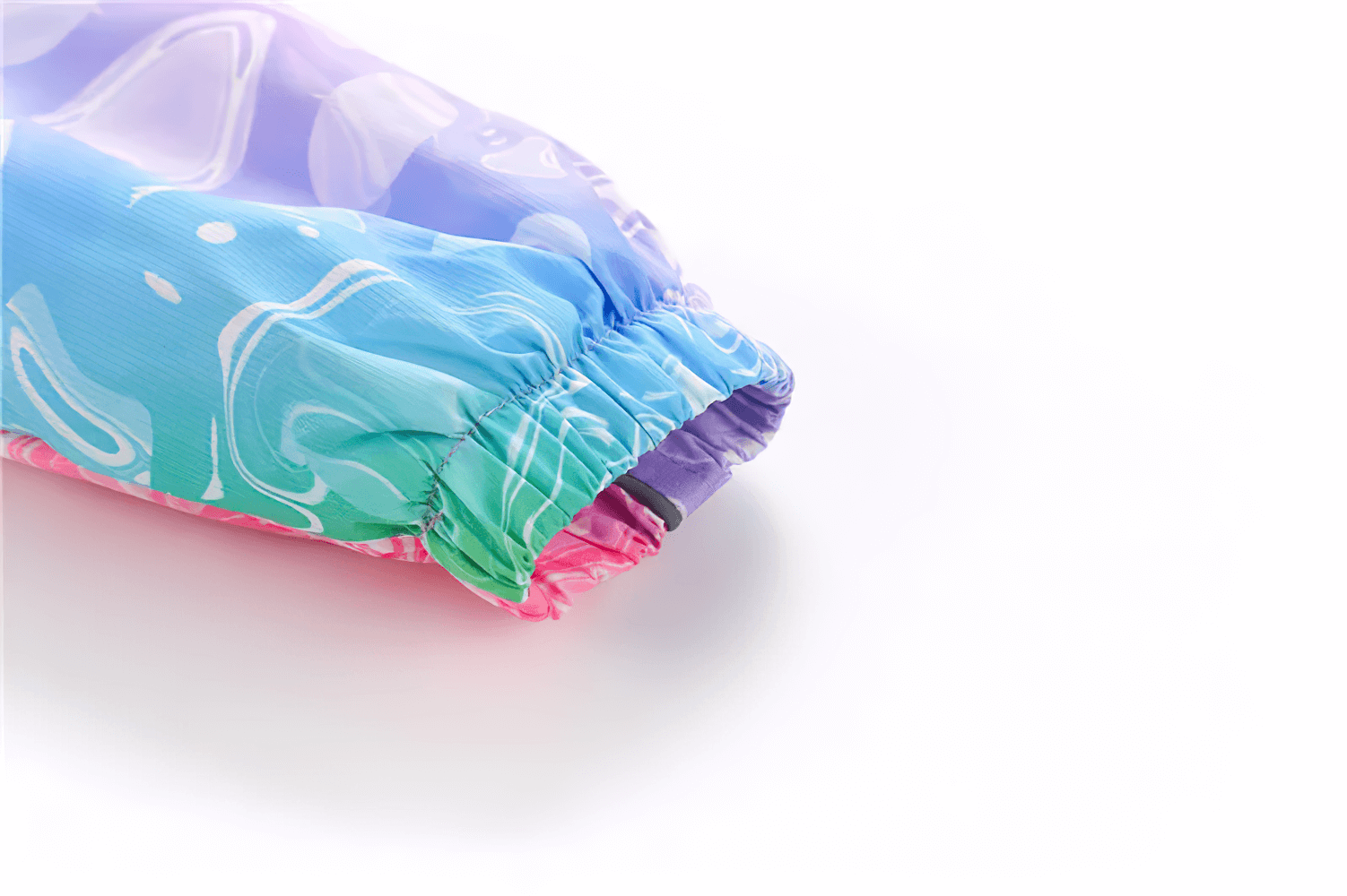 Close-up of Girls Rainbow Gradient Windproof Hooded Jacket - SF3841 sleeve with vibrant colors and elastic detail.