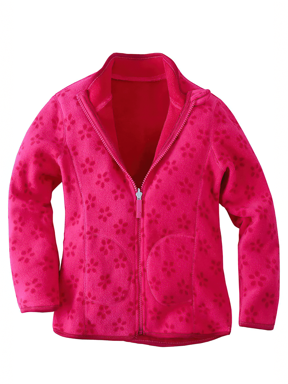 Girls Rose Red Fleece Zip Jacket with Pockets - SF3530, kids track jacket, soft fleece, full zip, round pockets, durable outerwear.
