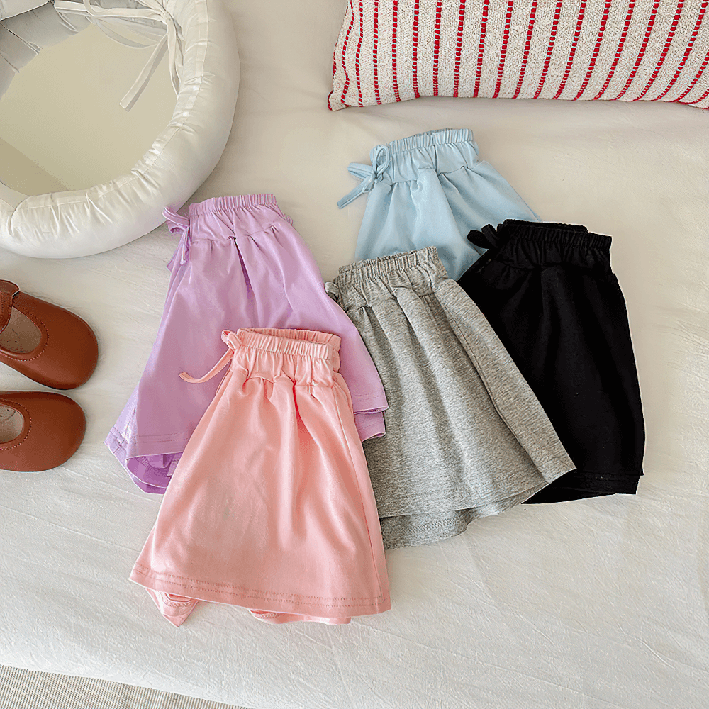 Girls' Soft Cotton Drawstring Loose Shorts - SF3737 in multiple colors for casual kids' summer wear.