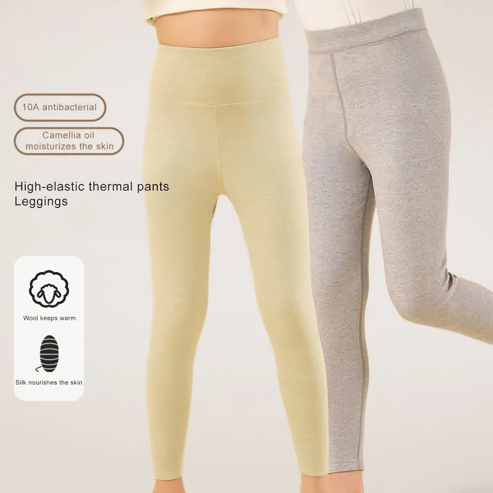 High-elastic thermal leggings with antibacterial and moisture features on display.