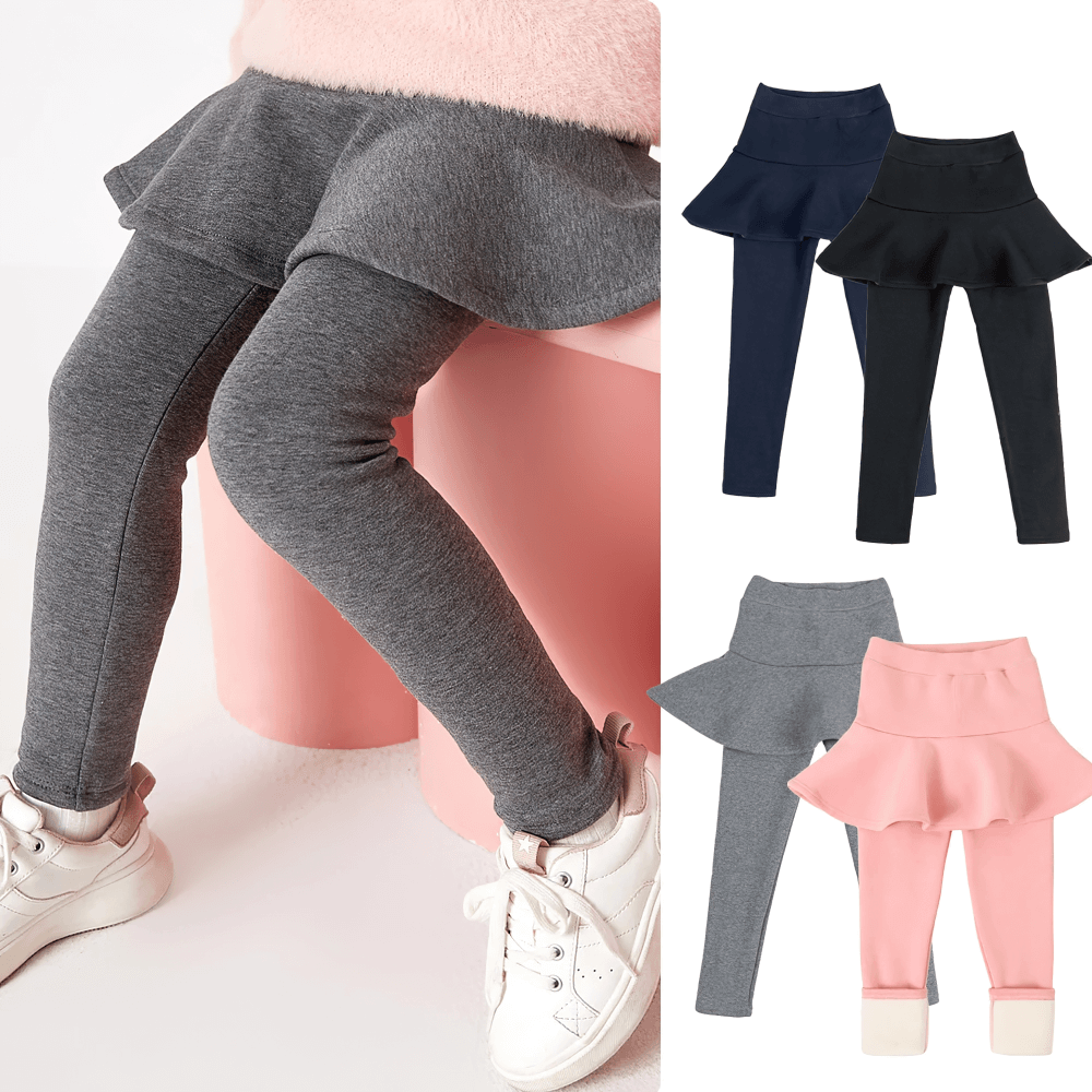 Girls Sport Warm Leggings with Flared Skirt - SF3886 in various colors, showcasing stylish design and comfort for active young girls.